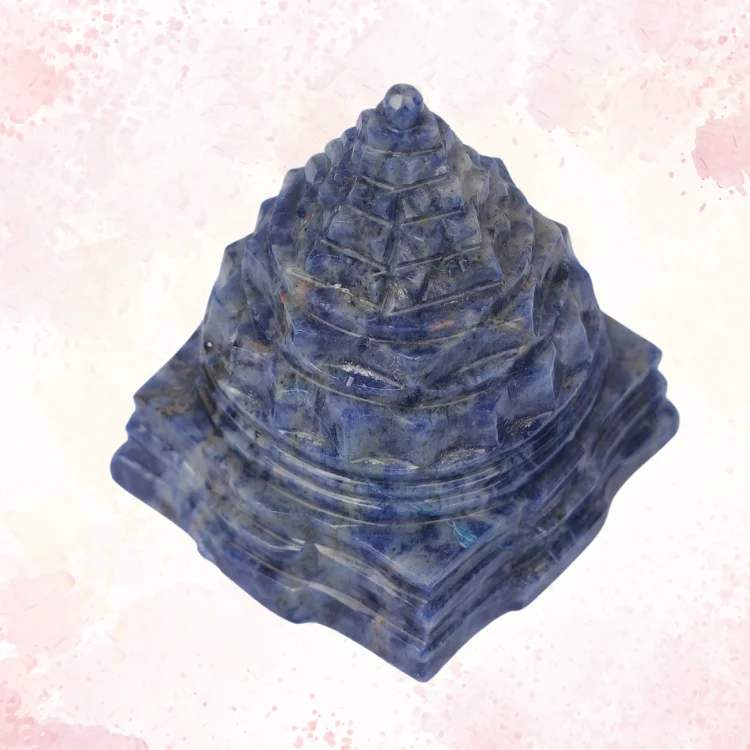 Gemstone Shree Yantra in Blue Sodalite